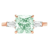 Rezanje 3CT-a - tri-kamena - simulirani zeleni dijamant - 18K ružičasto zlato - zaručnički prsten