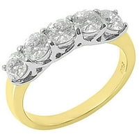 14k bijelo i žuto zlato 1. kanta za briljantno okruglo rud-kameno dijamantne prsten