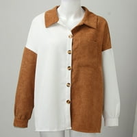Žene košulje Solid Color navratnik dugih rukava Jesen i zimski modni temperament Casual Rever džepni