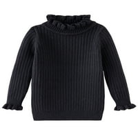 Glookwis Girls Solid Color Tops casual džemper Termalno slatko pulover rebrasti vizinski pleteni džemperi