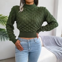 EGMY ženski povremeni šareni dugi rukav s džemper sa džemper sa džemper za vrat