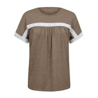 Košulje za žene Ljeto Čvrsta boja čipke patchwork posada kratkih rukava majica kratkih rukava