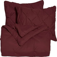 Chezmoi kolekcija Berlin Burgundy Pinch Pleat comforter set Twin veličine 2-komadno mekani pintuck lagana