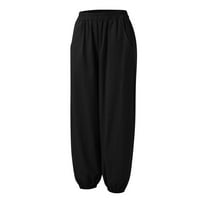 Smanjite HFYIHGF Womenske kože pantalone pamučne posteljine elastične visoke struk labave jogger hlače