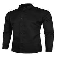 Abtel Men Tunika majica rever na vrhu majica s jednim grudima MENS casual bujica Black XL