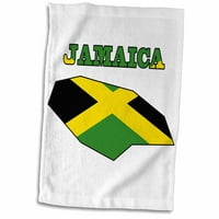 3drose jamajčka zastava u obrisu kartu i riječ Jamajka - ručnik, po