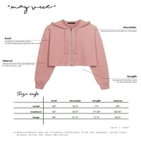 Vue ženske dugih rukava dugačka dugačka dugačka francuska TERRY Zip up hoodie zip up - ružičasta mala