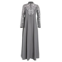 Ženska muslimanska haljina kaftana arapska Jilbab Abaya islamska čipka uboda Maxi haljina siva + 5xl