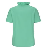 Felirenzacia Ženska ležerna pune boje ruffle ovratnik dugih rukava ruffle majica bluza s kratkim rukavima