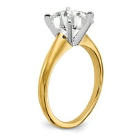 14K dvotonski zlatni prsten za prsten RND Solit. Si si2, g h i, laboratorija prerasla dijamant sz 7, veličine 9