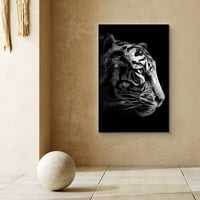 PIXONSINGIGN CANVAS PRINT zidni umjetnički portret tigarskih životinja Divljač fotografije Realizam Moderni izbliza dramatični tamno crno-bijeli za dnevni boravak, spavaću sobu, ured - 32 x48