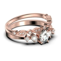 Minimalistički klasik 1. Carat ovalni rez dijamantni prsten za angažman, vjenčani prsten u sterlingu srebra sa 18k ružičastom pozlaćenjem, poklon, osnivačke prstene, set za gridi