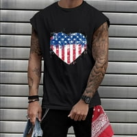 Mens tenkovi na vrhovima neovisnosti slobodni fit 3D oblik srca u američkoj zastavi ispis Crewneck bez