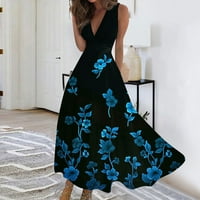 Gaiseeis žensko ljetno casual cvjetni print kratkih rukava Swing haljina tamno plava xxxl