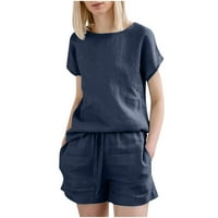 TAWOP WOMENS Pamučne kratke hlače Ležerne prilike za sportske džepove Teretne kratke hlače Žene Plave