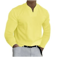 Loopsun Ljetna ušteda odjeća za muške zimske vrhove, majica Ležerne prilike, čvrsti dugi rukav V-izrez