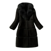 Hupta Women FAU kaput elegantna gusta topla modna gornja odjeća duga lažna jakna