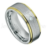 2-tonski žuto zlato IP volfram prsten - 0,07ct pasijans akvamarin prsten - personalizirani volfram vjenčani prsten - po mjeri po mjeri marta ring tn132bs