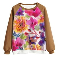 Ženski pulover proljeće pada patchwork cvjetovi ispisana majica dugih rukava okrugli vrat casual tee
