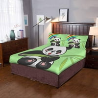 Posteljina set Panda Rainbow Forest Veličina dvostruke veličine Duvet sa jastukom za kućnu posteljinu