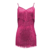 Ljetne haljine za žene mini bez rukava casual a-line Solid Club V-izrez ružičasti L