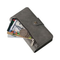 Feishell za Apple iPhone mini novčanik s kaišem za ručni zglob, premium PU kožni džepni džep magnetska kopča FOLIO FLIP ID kreditne kartice Sklapa otporni na telefon, siva