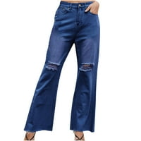 Smihono ženske modne žene džepovi gumb Srednji struk mršavi Jeans Hlače trendy ljeto jesenski odmor