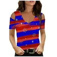 Oalirro Crvena ženska grafička američka košulja za zastavu za dan nezavisnosti