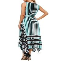 Haite Dame V izrez Swing dugačka haljina gradijentna boja Blok ljeto plaža Sunderss Party Patchwork prugaste haljine