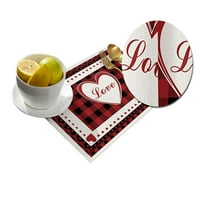 Valentinovo ljubavni heart heart crveni bivolski provjerava plaćeni stolni prostirci za kuhinju na seoskim