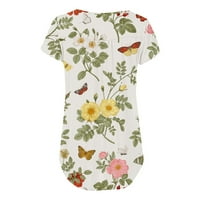 Dyfzdhu majica za žene s kratkim rukavima s majicom od tiskanog natpisanim majicom TOP casual cvjetni