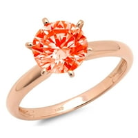 1.0ct okrugli rez crveni simulirani dijamant 14k ružičasta ruža zlatna graviranje izveštavanja godišnjica Angažovanje vjenčanog pasijansa Veličina prstena 10,25