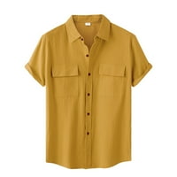Ljetna casual labava pamučna majica od posteljine od bane pune boje polovina rukava za muškarce i žene