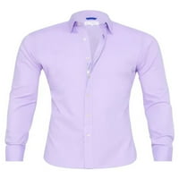 Leuncero Muns Tops rever izrez dugih rukava Tunička majica Men Regular Fit Bluse Casual patentni zatvarač