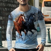 Muške 3D majice Grafičke majice Konjski uzorak životinjski tiskani majice za muškarce dugih rukava Ležerne u trendovskoj ulici moda sa dizajnom