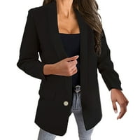 Njshnmn Ženski dvostruki bluže Lagana jakna Ženske blazerve i jakne Čišćenje plus, crna, xxxxl