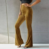 Olyvenn ženske casual pantalone-dno, čvrsti struk duge hlače Dressy casual teretne hlače Boho yoga gamaše ljetne trendi pantalone harem stolarije Zlatni XL