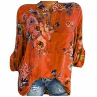AwDenio Clearence Ženska elegantna bluza Cvjetni modni cvijet Ispis pulover Dugme Ležerne prilike