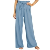 Pajama hlače za žene čišćenje casual čvrste pamučne posteljine navodnice elastične struke duge širine