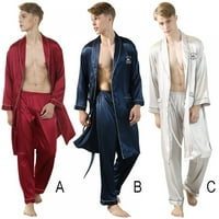 Promotivni čišćenje Muška klasična rastezanje svilene pidžame pune boje svilene muške ležerne pidžame
