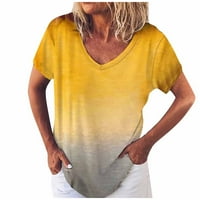 Ženska ležerna V-izrez Fading Boja majica s kratkim rukavima bluza Plus veličina