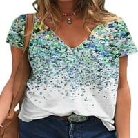 Niuer Women majica cvjetni print majica V izrez ljetni vrhovi casual tunika bluza s kratkim rukavima