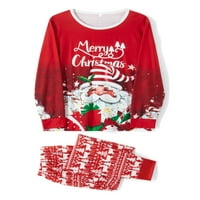 Porodična porodica Božićne pidžame Postavite Santa Print Dugi rukav i Stretch Casual Hlače Midrowewer