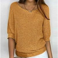 Plus size rukav pleteni džemperi za žene okrugli izrez Puno u boji Ležerne prilike bez labavog krošnog kukičara S-5XL