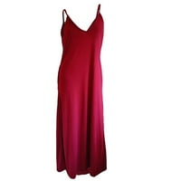Flowy ljetne haljine Crveni poliesterski ženski modni casual solidne boje džepne haljine bez rukava