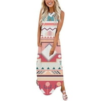 Žene Štamparije Sandurss dugačka haljina Crisscross Split Maxi haljina ljetna haljina za plažu sa džepom