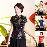 Modne žene Kineska tanka tanga odijela vrhovi kratkih rukava za stalak okovratnik vintage