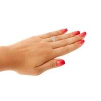 Prstenovi za žene 1. Karatni dijamant i ovalni oblikovani aqumarine prong 10k bijelo zlato