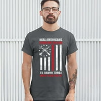 TEE Hunt Real Amerikanci stoje za zastavu majica Patriotskog veterana Muški čaj, ugljen, X-veliki