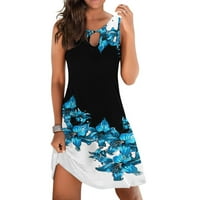 Ljetne haljine za žene casual bez rukava cvjetni print sunčani plaža mini haljina